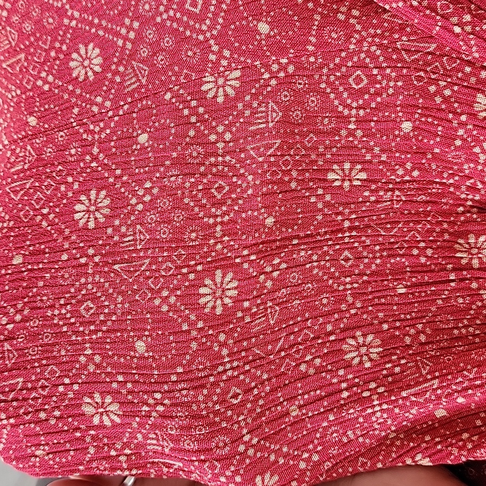 Timing Red Flare-Leg Jumpsuit Smocked Bodice Adjustable Straps Sz L - Picture 11 of 11